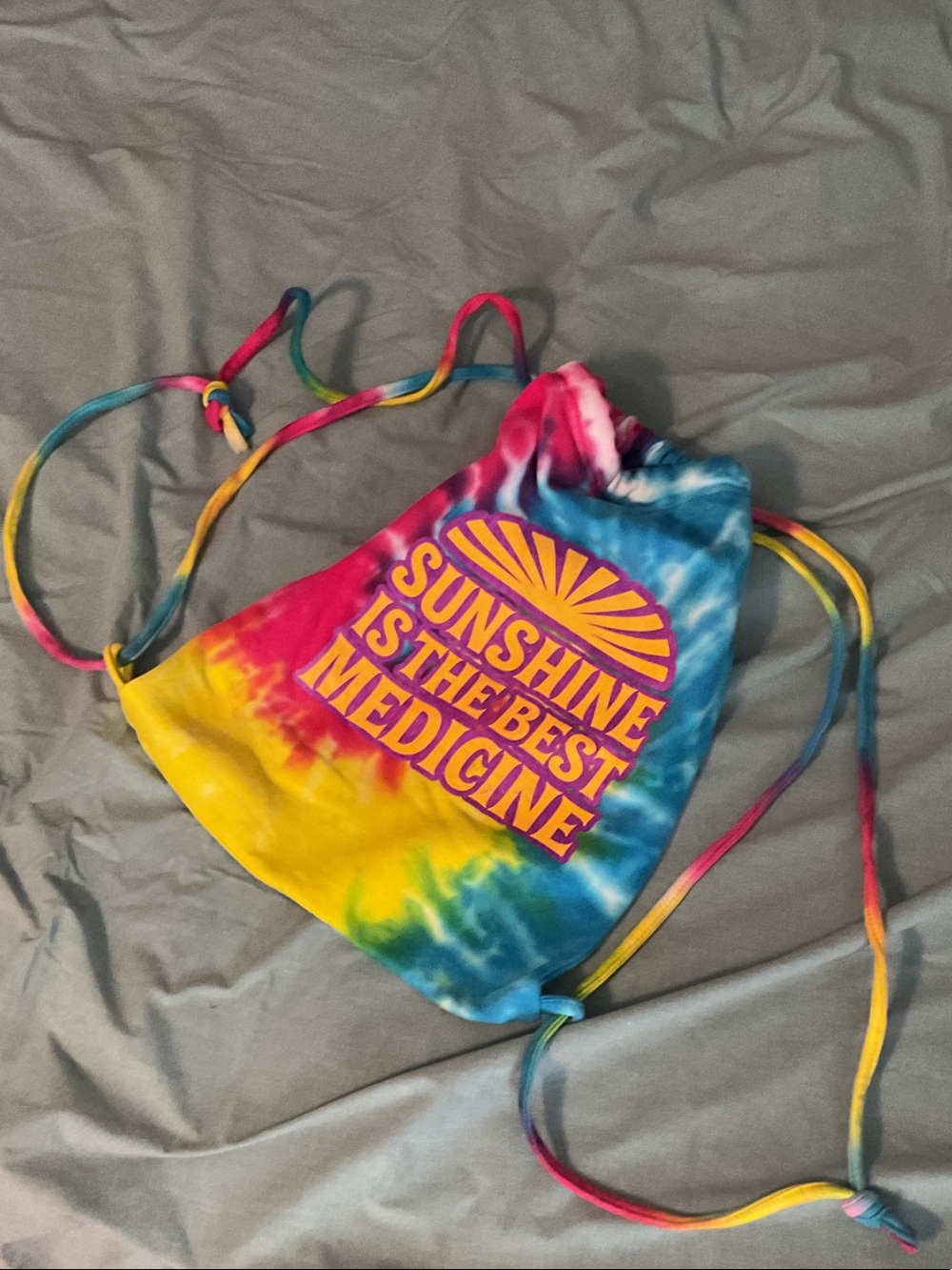 Kids Tie-Dye One-Piece Swimsuit with 'Sunshine Is The Best Medicine' Print